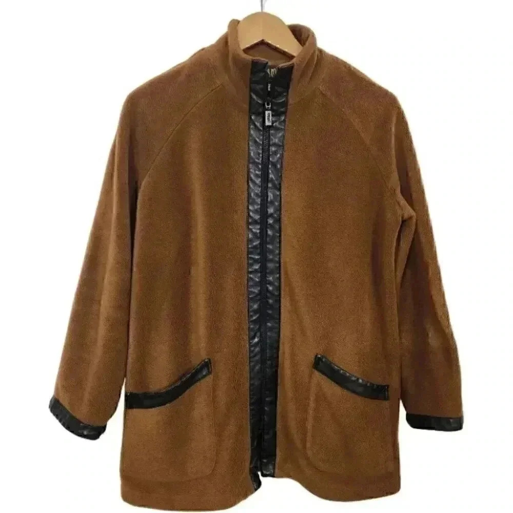 Bob Mackie Full Zip Mock Neck Fleece Sweatshirt Men's S